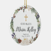 Heilige Witte Floral Persoonlijk Meisje Baptisme Keramisch Ornament (Rechts)