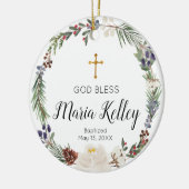 Heilige Witte Floral Persoonlijk Meisje Baptisme Keramisch Ornament (Links)