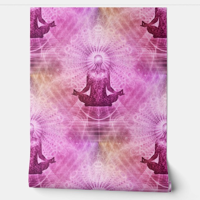 Heilige Yoga Lotus Meditatie - Naadloos Patroon 1 Behang (Afrollen)