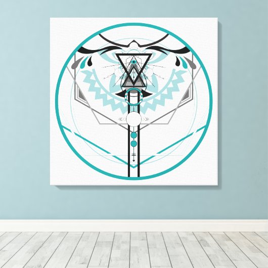 Heilige zonneglyph canvas afdruk (Insitu (Houten vloer))