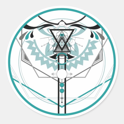 Heilige zonneglyph ronde sticker (Voorkant)