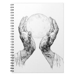 Heilige Zwarte Witte Maan Handen Sketch Notitieboek