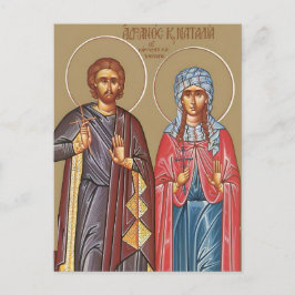 Heiligen Adrianus en Natalia van Nicomedia-icoon Briefkaart