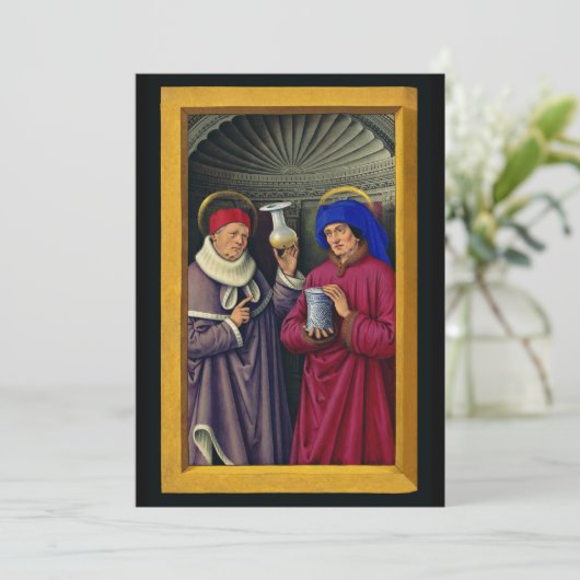 Heiligen Cosmas en Damian door Jean Bourdichon Bedankkaart (Staand voorkant)