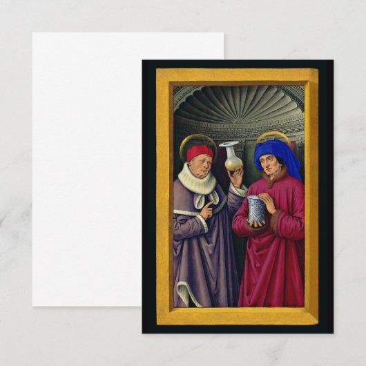 Heiligen Cosmas en Damian door Jean Bourdichon Bedankkaart (Voorkant / Achterkant)