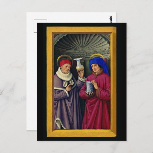 Heiligen Cosmas en Damian door Jean Bourdichon Briefkaart (Voorkant / Achterkant)