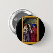 Heiligen Cosmas en Damian door Jean Bourdichon Ronde Button 5,7 Cm (Voorkant /achterkant)