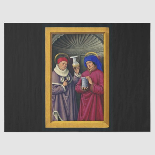 Heiligen Cosmas en Damian door Jean Bourdichon Tissuepapier (Voorkant)