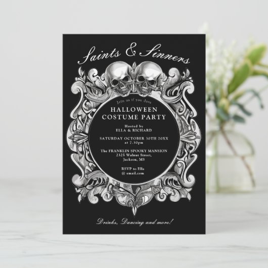 Heiligen en zondaars Gothic Volwassen Halloween Pa Kaart (Staand voorkant)