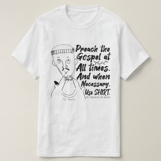 Heiligen, Gezegden & Shirten - St. Francis (B&W) T-shirt (Design voorkant)