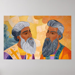 Heiligen Gregorius en Basilius: Vrienden in het ge Poster