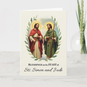 Heiligen Simon en Judas Feestdag Zegeningen Krans Kaart