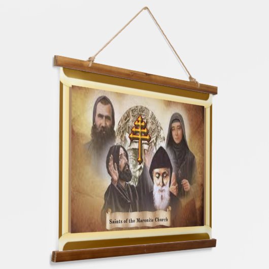 heiligen van de maronitische kerk hangend wandkleed (Gebogen)
