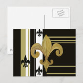 Heiligen Zwart en Goud Fleur de lis Briefkaart (Voorkant / Achterkant)