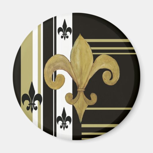 Heiligen Zwart en Goud Fleur de lis Magneet (Voorkant)