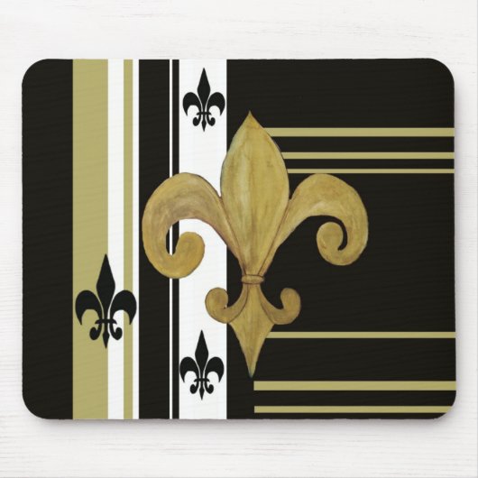 Heiligen Zwart en Goud Fleur de lis Muismat (Voorkant)