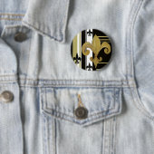 Heiligen Zwart en Goud Fleur de lis Ronde Button 5,7 Cm (In situ)