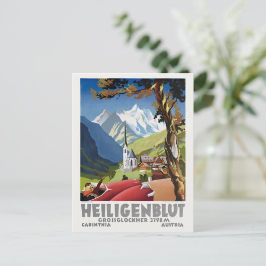 Heiligenblut Austria Vintage Poster Briefkaart (Staand voorkant)