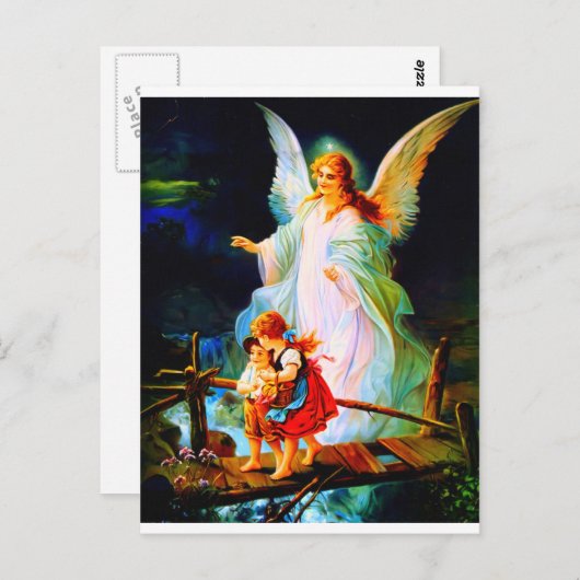 Heiliger Schutzengel Guardian Angel en Kinderen Briefkaart (Voorkant / Achterkant)