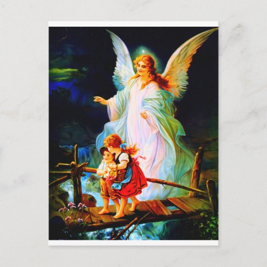 Heiliger Schutzengel Guardian Angel en Kinderen Briefkaart (Voorkant)