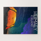 Heimaey, ijsland, kampeervakantie-poster. legpuzzel (Horizontaal)