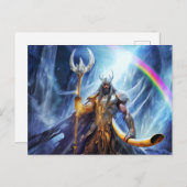 Heimdall and horn Gjallarhorn at bifrost bridge Briefkaart (Voorkant / Achterkant)