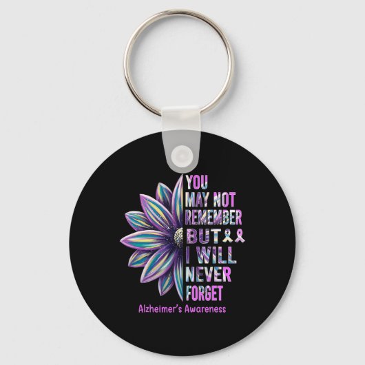 Heimerheimer Awareness Flower Remember Never Forge Sleutelhanger (Voorkant)