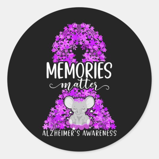 Heimerheimer's Dementia Awareness Support Elephant Ronde Sticker (Voorkant)