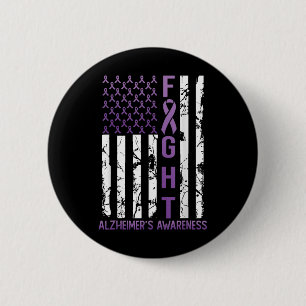 Heimers Awareness Month Day Amerikaanse vlag lint  Ronde Button 5,7 Cm