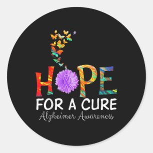 Heimers Awareness Shirt Hoop op een Cure Clic Gift Ronde Sticker