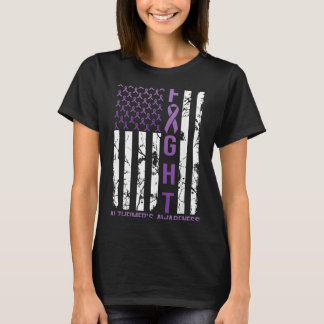 Heimers Bewustzijn Maand Dag Usa Vlag Lint Paars T-shirt