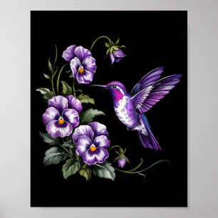 Heimers Bewustzijn Paarse Kolibrie En Bloemen Poster