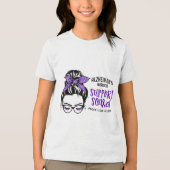 Heimers Warrior Awareness Support Squad Messy Bun Tri-Blend Shirt (Voorkant)
