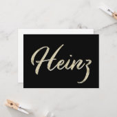 Heinz Name white gold Handwriting Karte Kaart (Voorkant / Achterkant in situ)