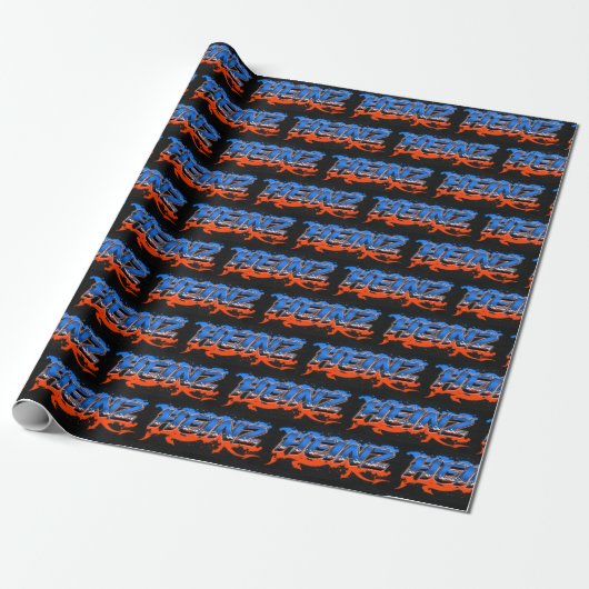 Heinz Vorname Name Graffiti blue orange Cadeaupapier (Uitgerold)