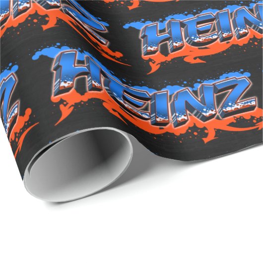 Heinz Vorname Name Graffiti blue orange Cadeaupapier (Rol Hoek)