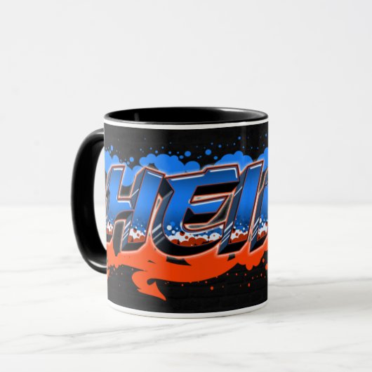 Heinz Vorname Name Graffiti blue orange Tasse Mok (Voorkant links)