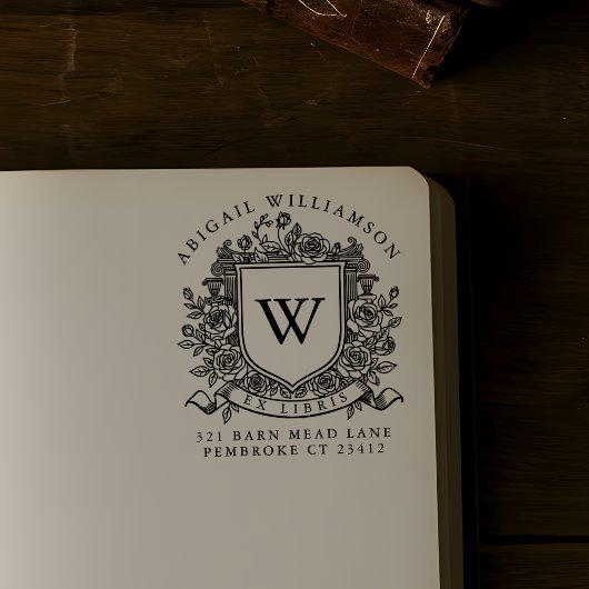 Heirloom Bookplate Stamp Custom Family Crest Rubberstempel