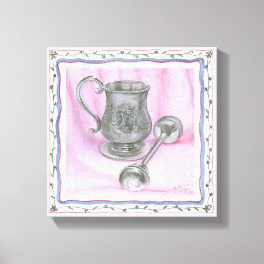 Heirloom Cup & Rattle on Paarse Achtergrond Canvas Afdruk (Voorkant)