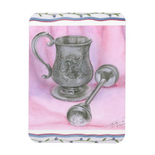Heirloom Cup & Rattle on Paarse Achtergrond Magneet