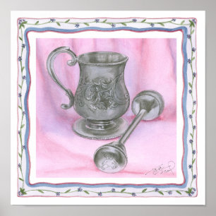Heirloom Cup & Rattle on Paarse Achtergrond Poster