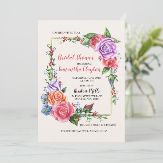 Heirloom Flowers Uitnodiging (Staand voorkant)