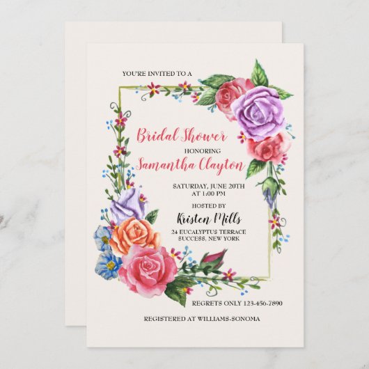 Heirloom Flowers Uitnodiging (Voorkant / Achterkant)