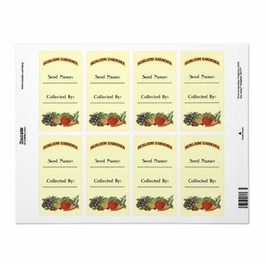 Heirloom Gardener Custom Seed Labels (Full Sheet)