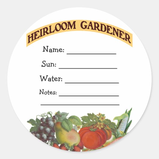 Heirloom Gardener Custom Seed Packet Stickers (Voorkant)