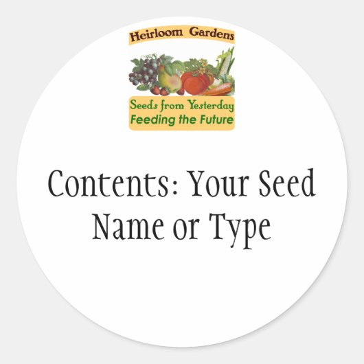 Heirloom Gardens Custom Seed Packet Labels (Voorkant)
