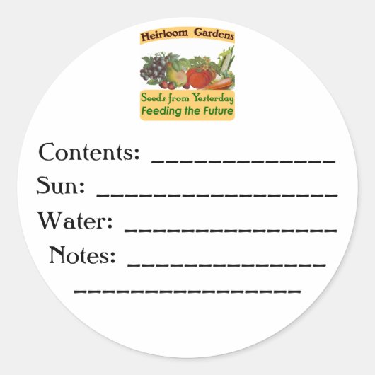 Heirloom Gardens Custom Seed Packet Labels (Voorkant)