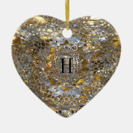 Heirloom Heart Elegant Monogram Keramisch Ornament