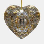 Heirloom Heart Elegant Monogram Keramisch Ornament (Achterkant)