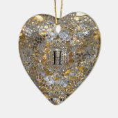 Heirloom Heart Elegant Monogram Keramisch Ornament (Links)